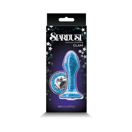 NS Novelties Stardust Glam Glass Plug with Gem Base Blue
