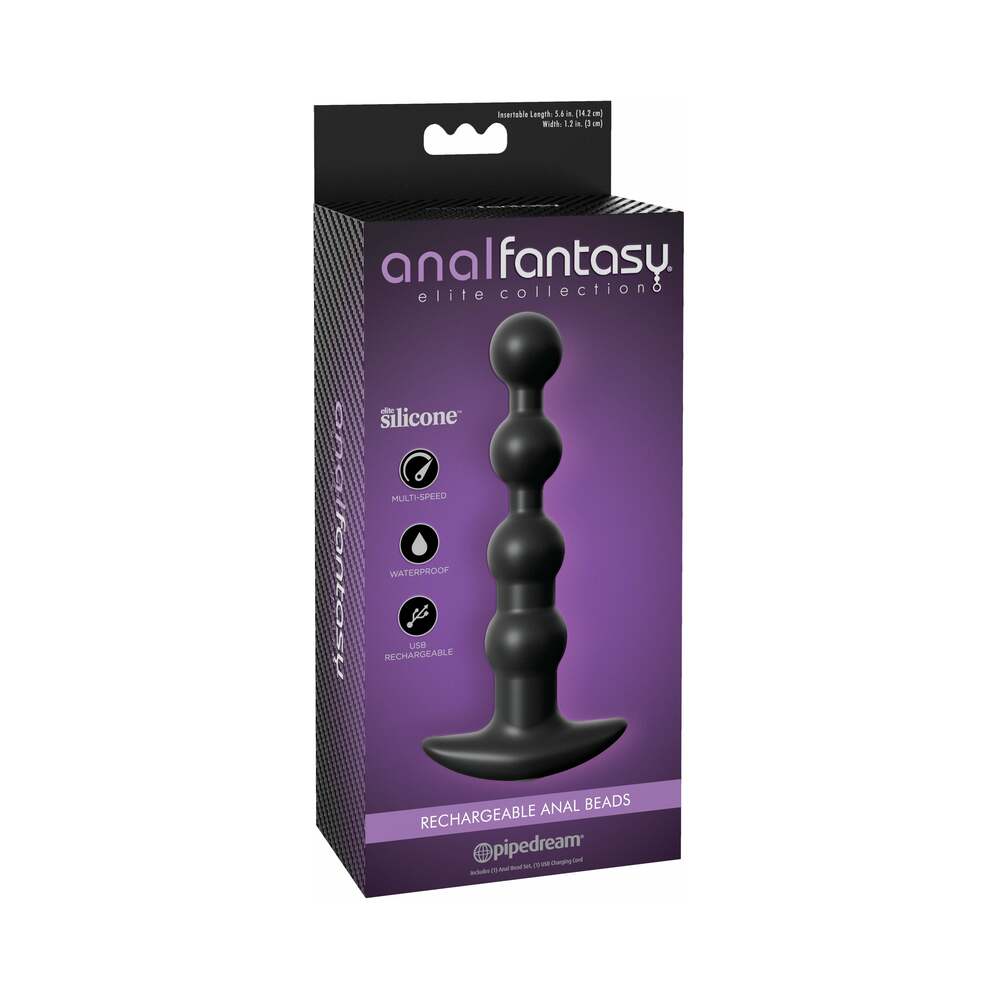 Pipedream Anal Fantasy Elite Rechargeable Anal Beads Silicone Plug Black