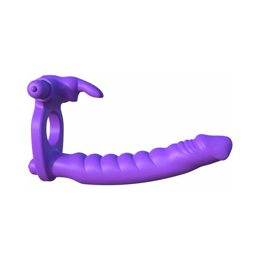 Pipedream Fantasy C-Ringz Double Penetrator Vibrating Rabbit Dual Entry Cockring Purple1
