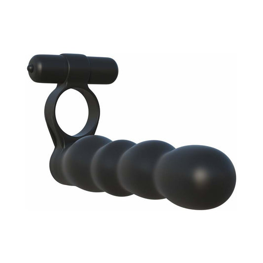 Pipedream Fantasy C-Ringz Posable Partner Double Penetrator Vibrating Cockring Black1