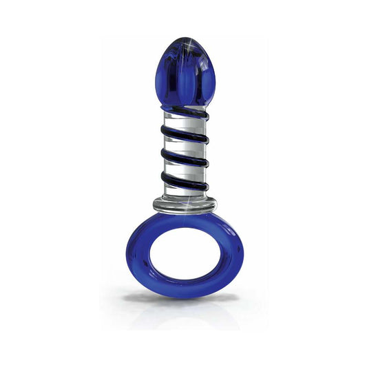 Pipedream Icicles No. 81 Glass Juicer Ribbed Dildo With Handle Blue 1