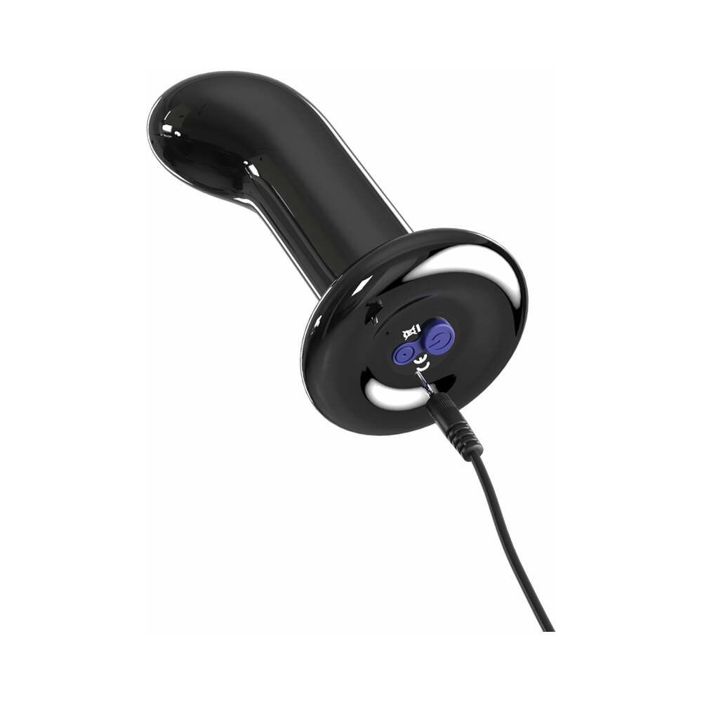 Pipedream Icicles No. 84 Vibrating Curved Glass Massager With Suction Cup Black 4