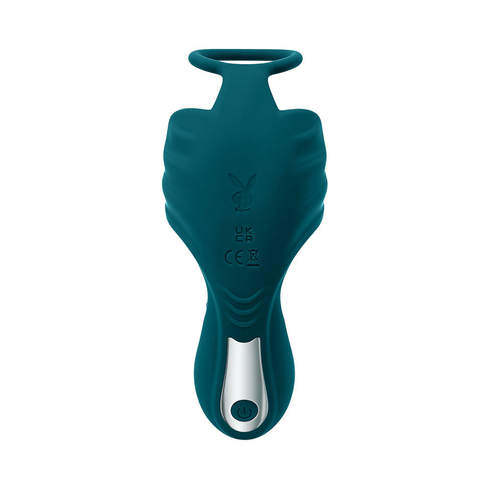 Playboy Bring It On Rechargeable Silicone Thrusting Anal Plug with Vibrating Ball Cradle Deep Teal 8