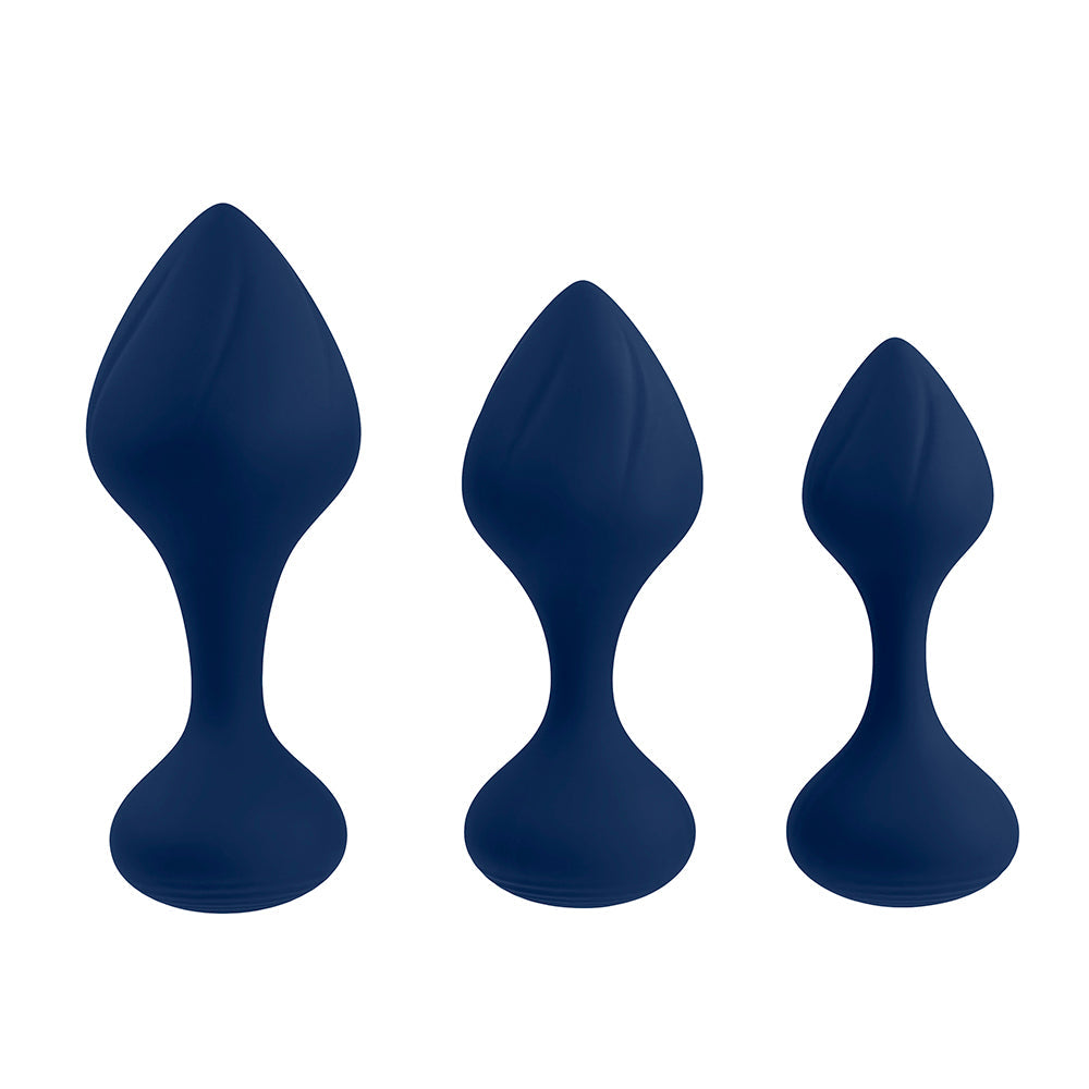 Playboy Tail Trainer 3-Piece Silicone Anal Plug Training Kit Navy 1