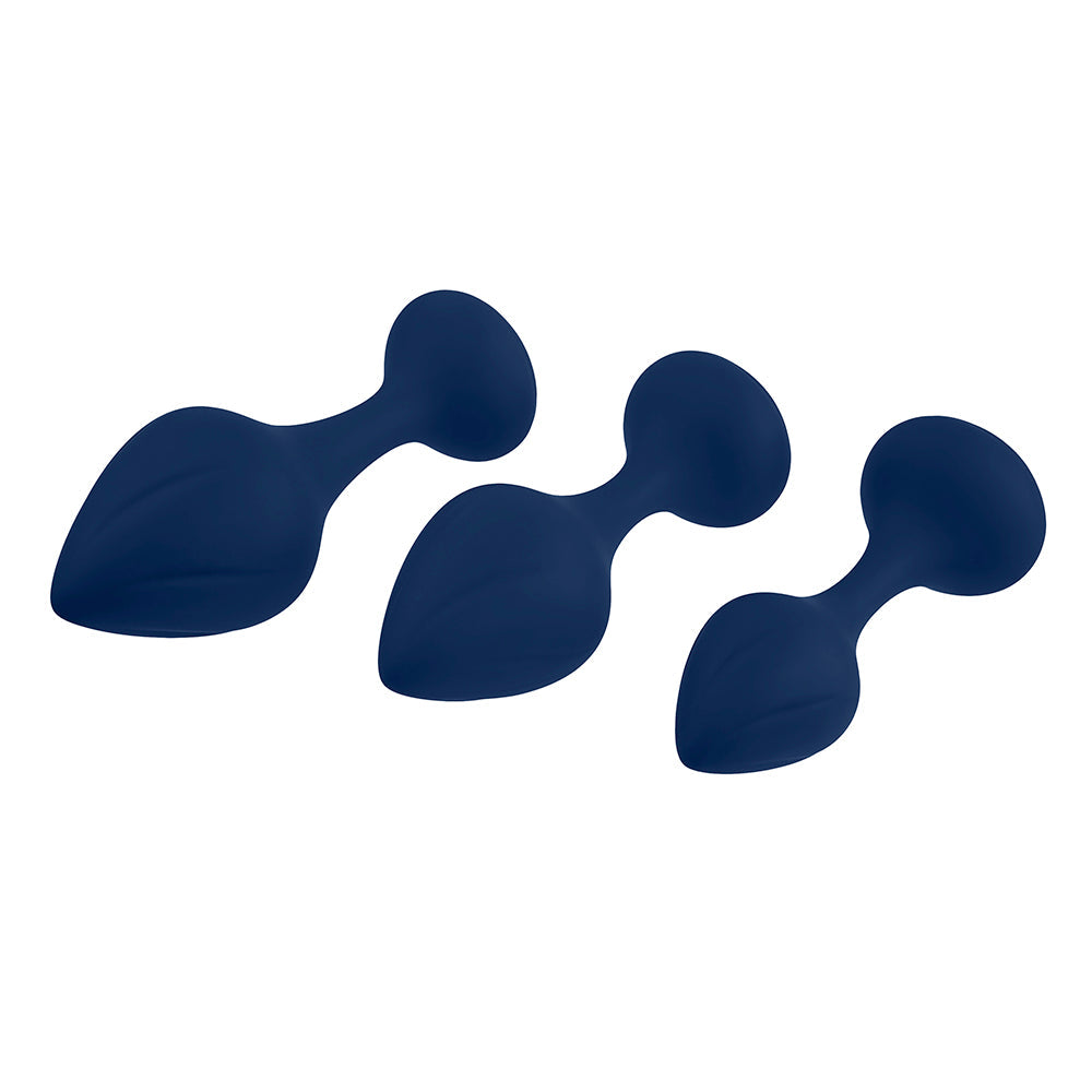 Playboy Tail Trainer 3-Piece Silicone Anal Plug Training Kit Navy 3