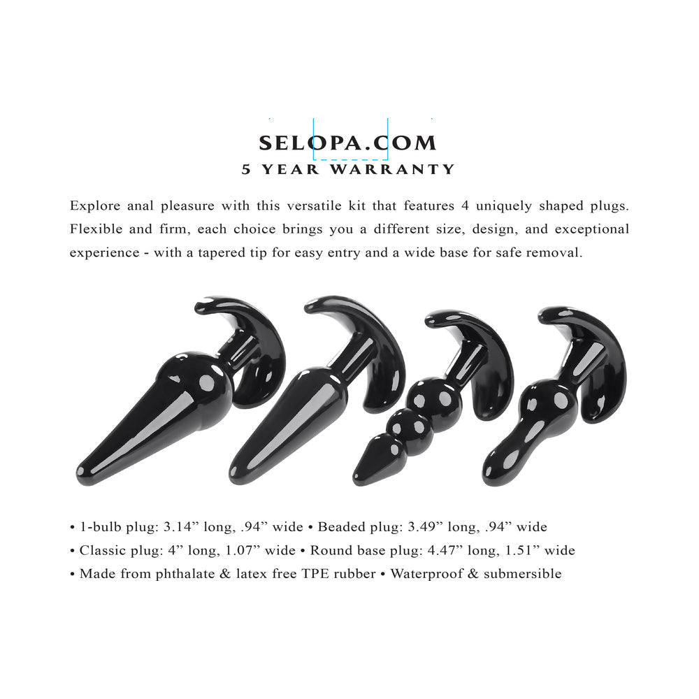 Selopa Intro To Plugs 4-Piece Anal Plug Set Black 7