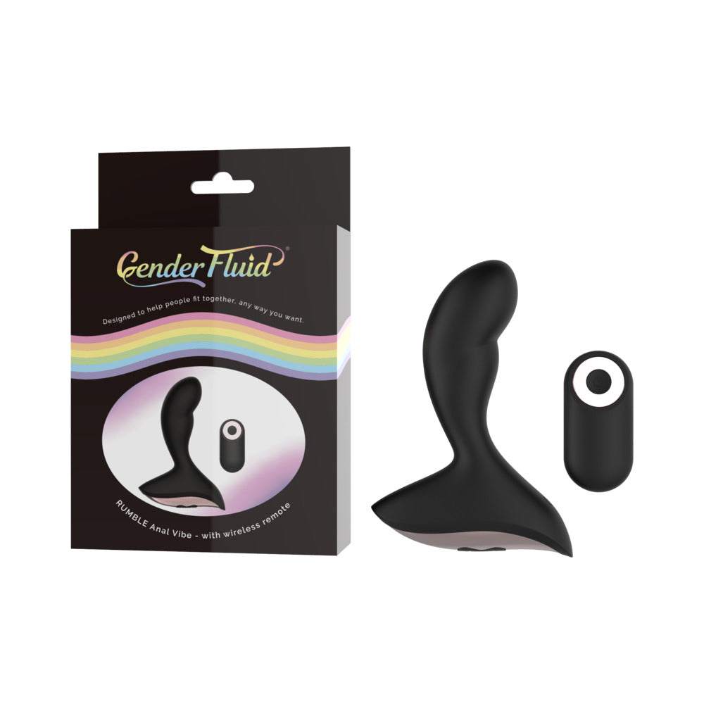 Shibari Gender Fluid Rumble Rechargeable Remote-Controlled Silicone Anal Vibrator Black