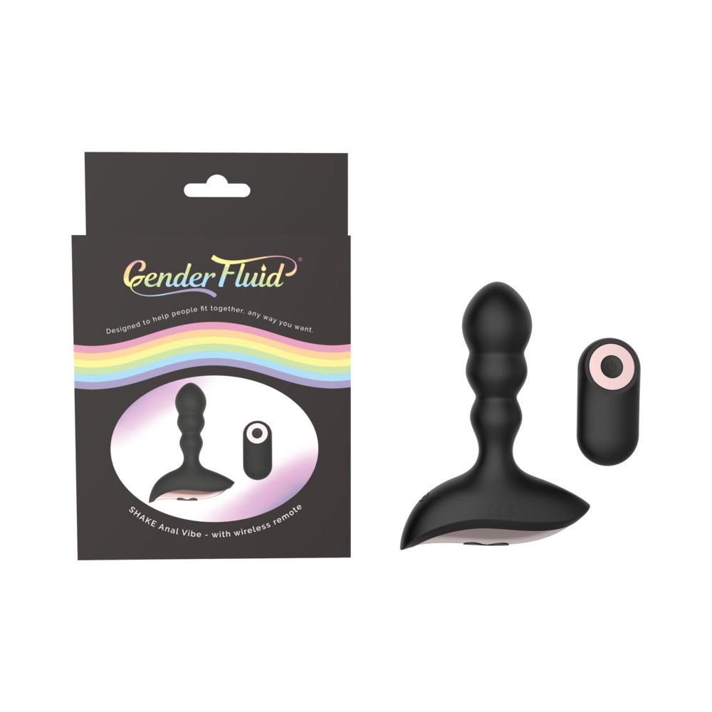 Shibari Gender Fluid Shake Rechargeable Remote-Controlled Silicone Anal Vibrator Black