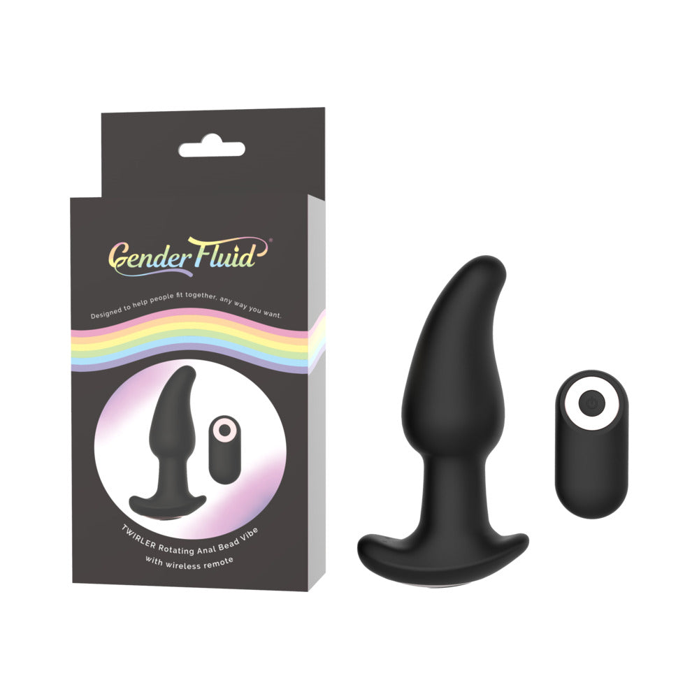 Shibari Gender Fluid Twirler Anal Vibe With Remote Silicone Black