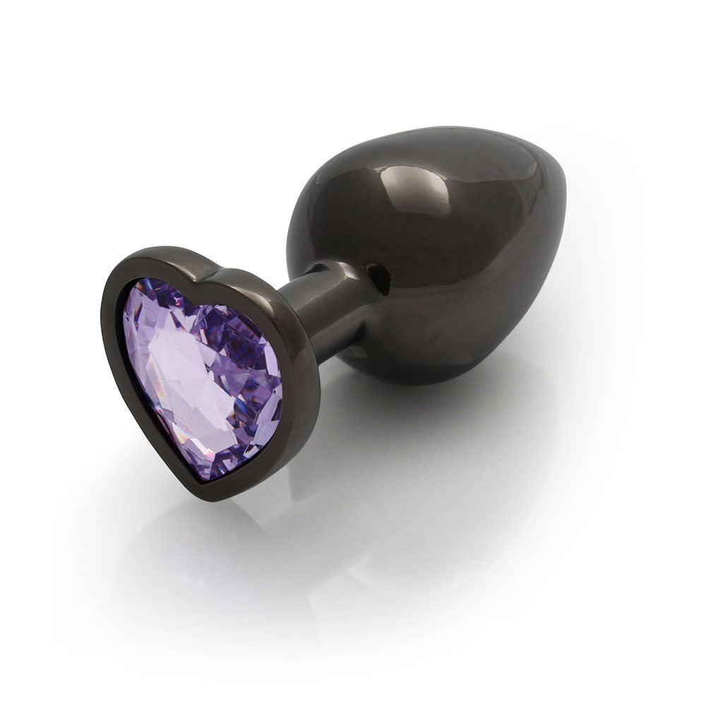 Shots Ouch! Heart Gem Butt Plug Gunmetal/Amethyst 12
