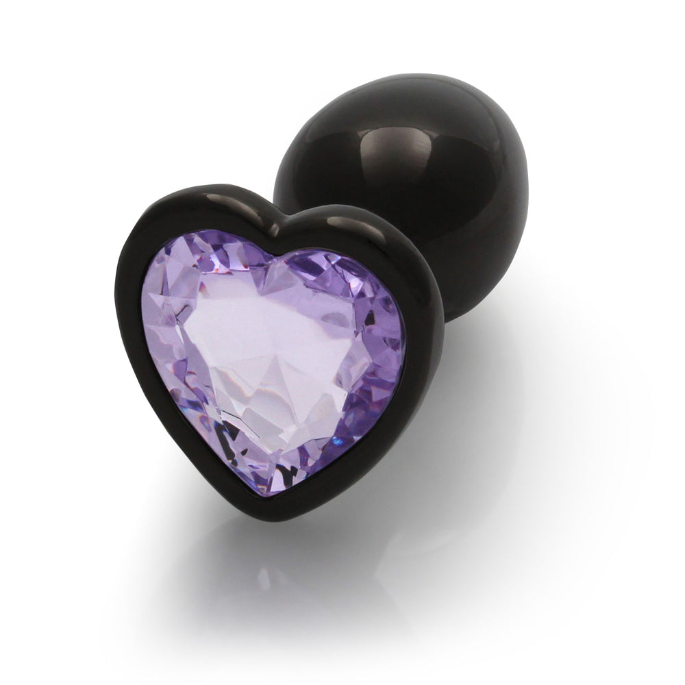 Shots Ouch! Heart Gem Butt Plug Gunmetal/Amethyst 6