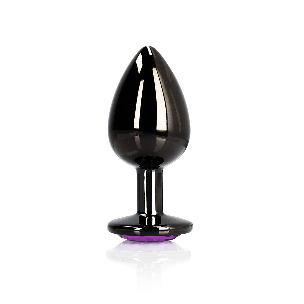 Shots Ouch! Heart Gem Butt Plug Large Gunmetal/Amethyst 1