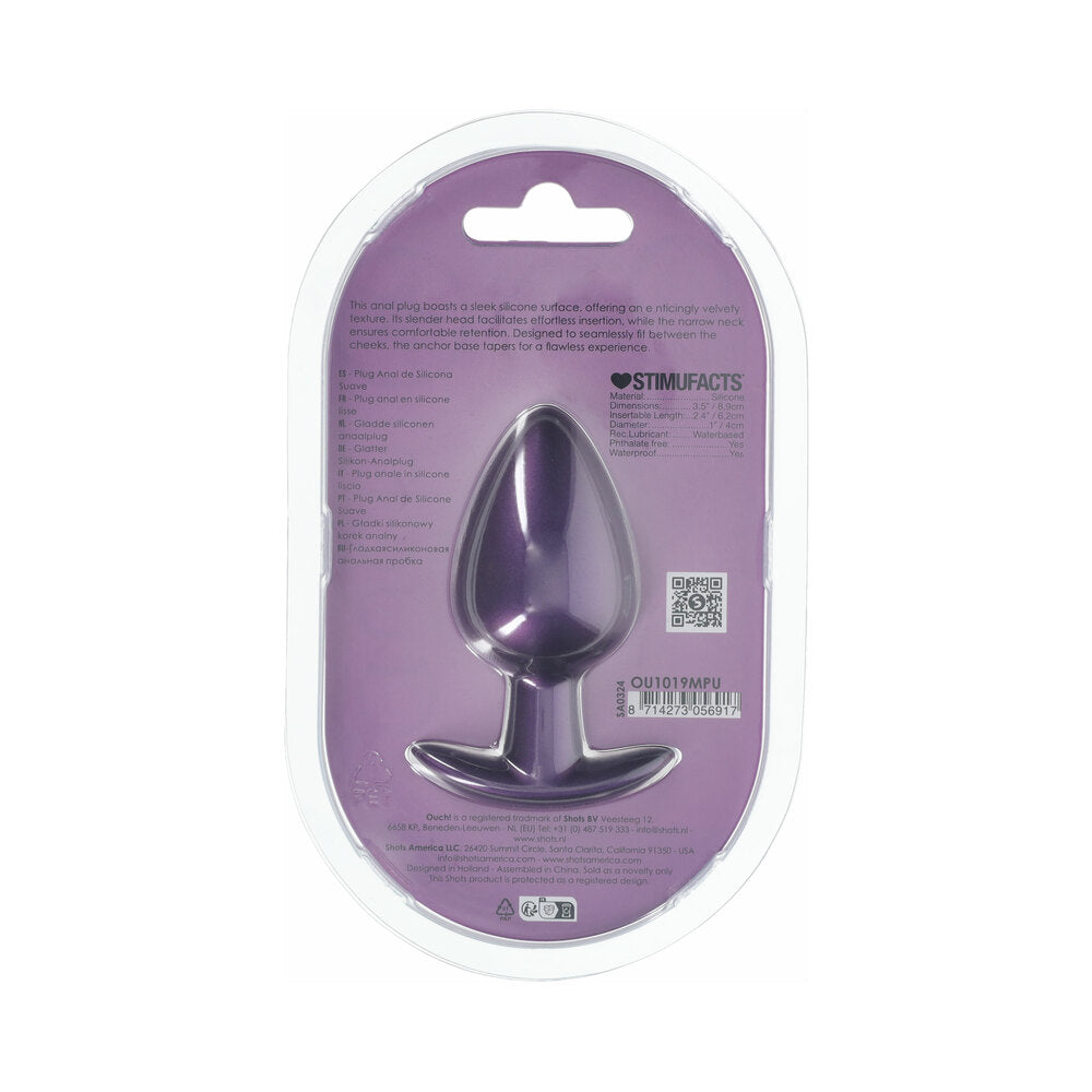 Shots Ouch! Smooth Silicone Anal Plug Large 3.5 in. 7