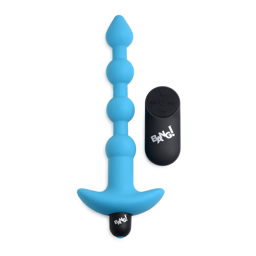 XR Brands BANG! Vibrating Silicone Anal Beads & Remote Control Blue2