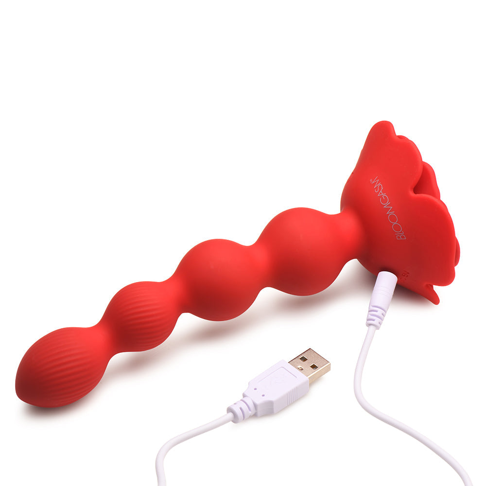 XR Brands Bloomgasm Rose Twirl 10X Vibrating & Rotating Silicone Anal Beads10