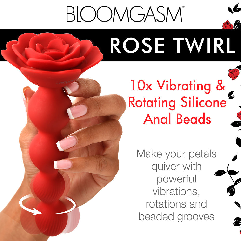 XR Brands Bloomgasm Rose Twirl 10X Vibrating & Rotating Silicone Anal Beads11