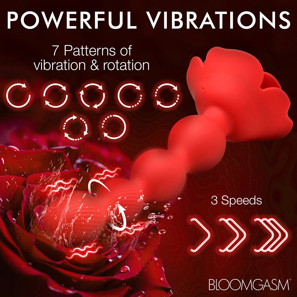 XR Brands Bloomgasm Rose Twirl 10X Vibrating & Rotating Silicone Anal Beads15