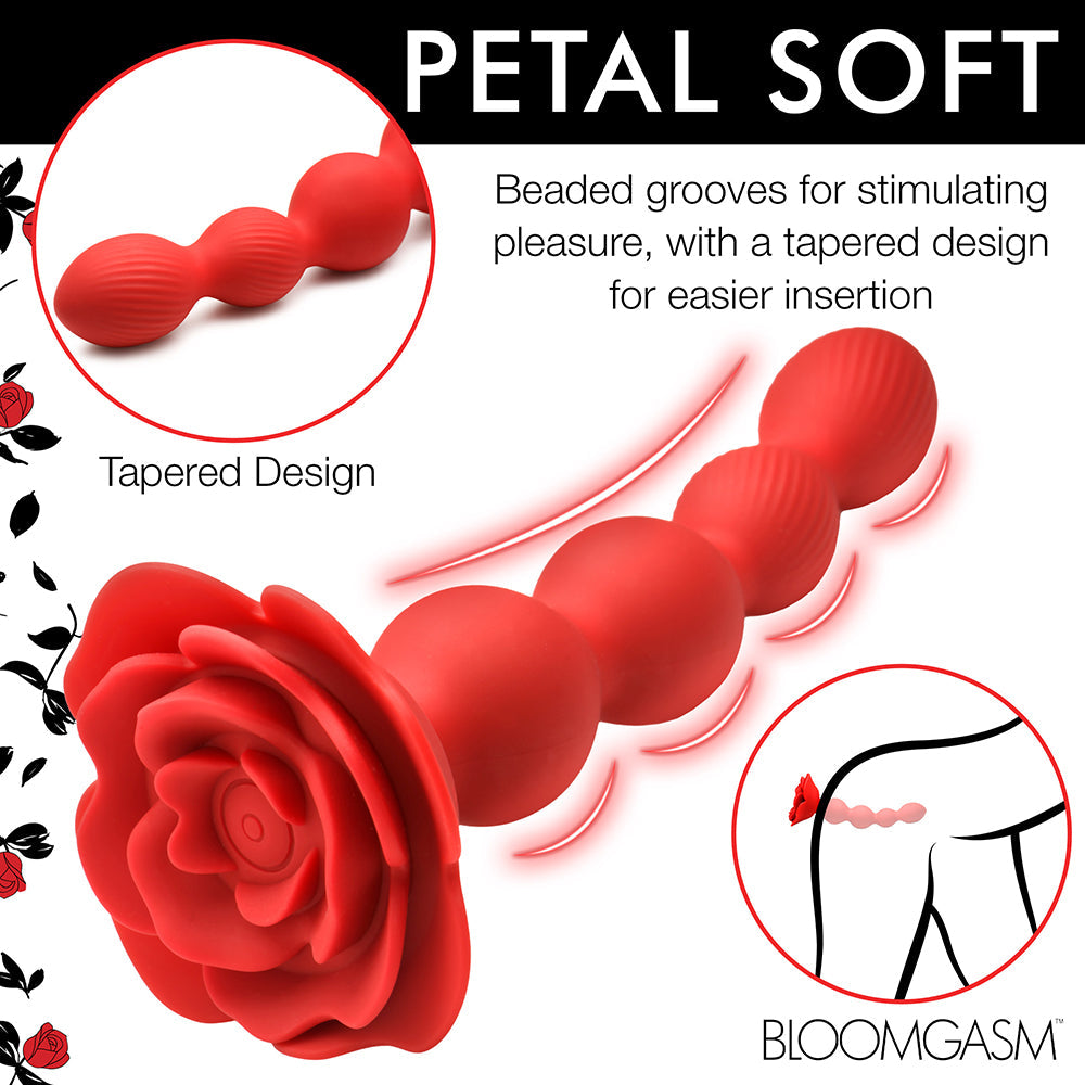 XR Brands Bloomgasm Rose Twirl 10X Vibrating & Rotating Silicone Anal Beads16