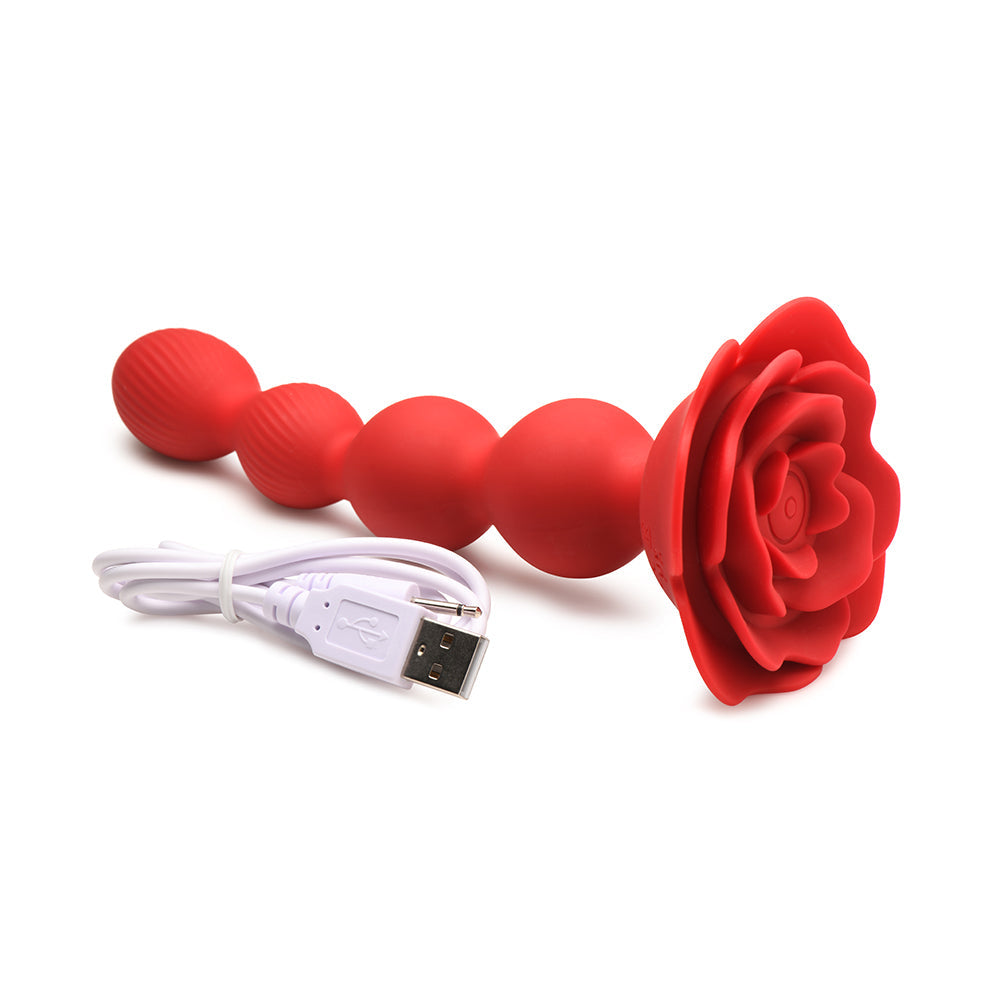 XR Brands Bloomgasm Rose Twirl 10X Vibrating & Rotating Silicone Anal Beads9