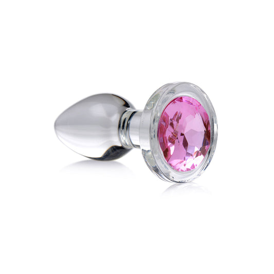 XR Brands Booty Sparks Pink Gem Glass Anal Plug S1