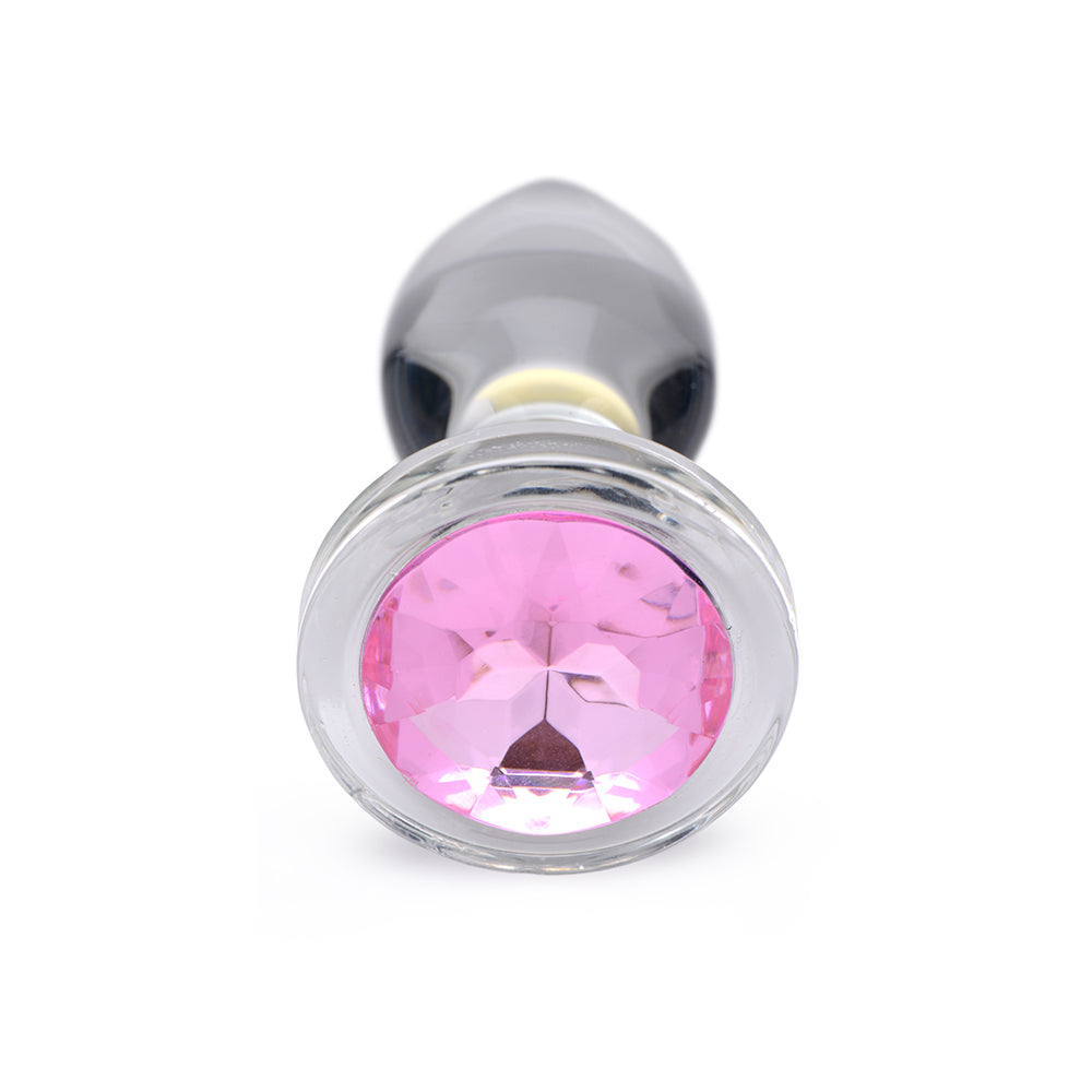 XR Brands Booty Sparks Pink Gem Glass Anal Plug S4