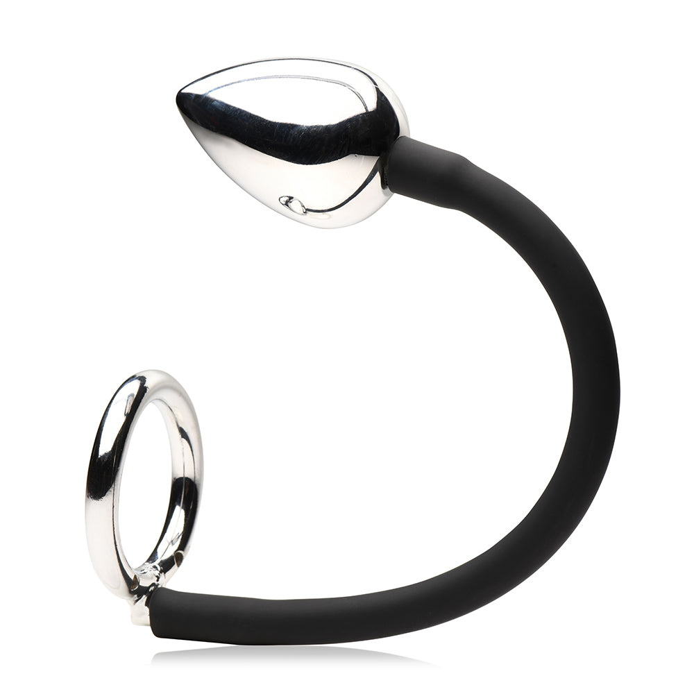 XR Brands Master Series Tug + Plug Cock & Ball Ring with Anal Plug 3