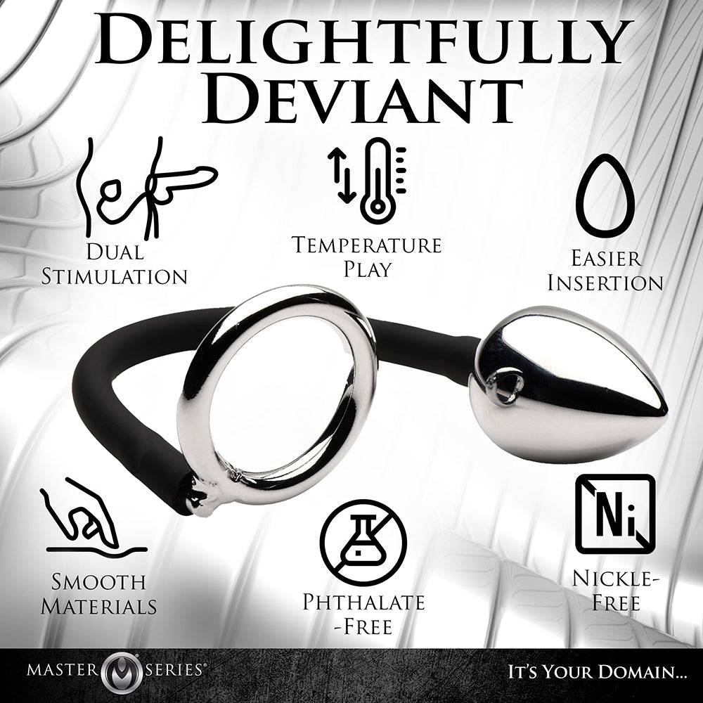XR Brands Master Series Tug + Plug Cock & Ball Ring with Anal Plug 9
