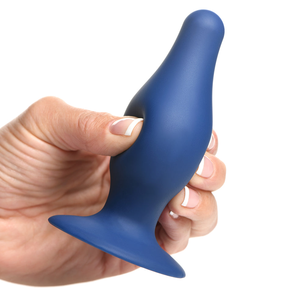 XR Brands Squeeze-It Squeezable Tapered Large Anal Plug Blue 7