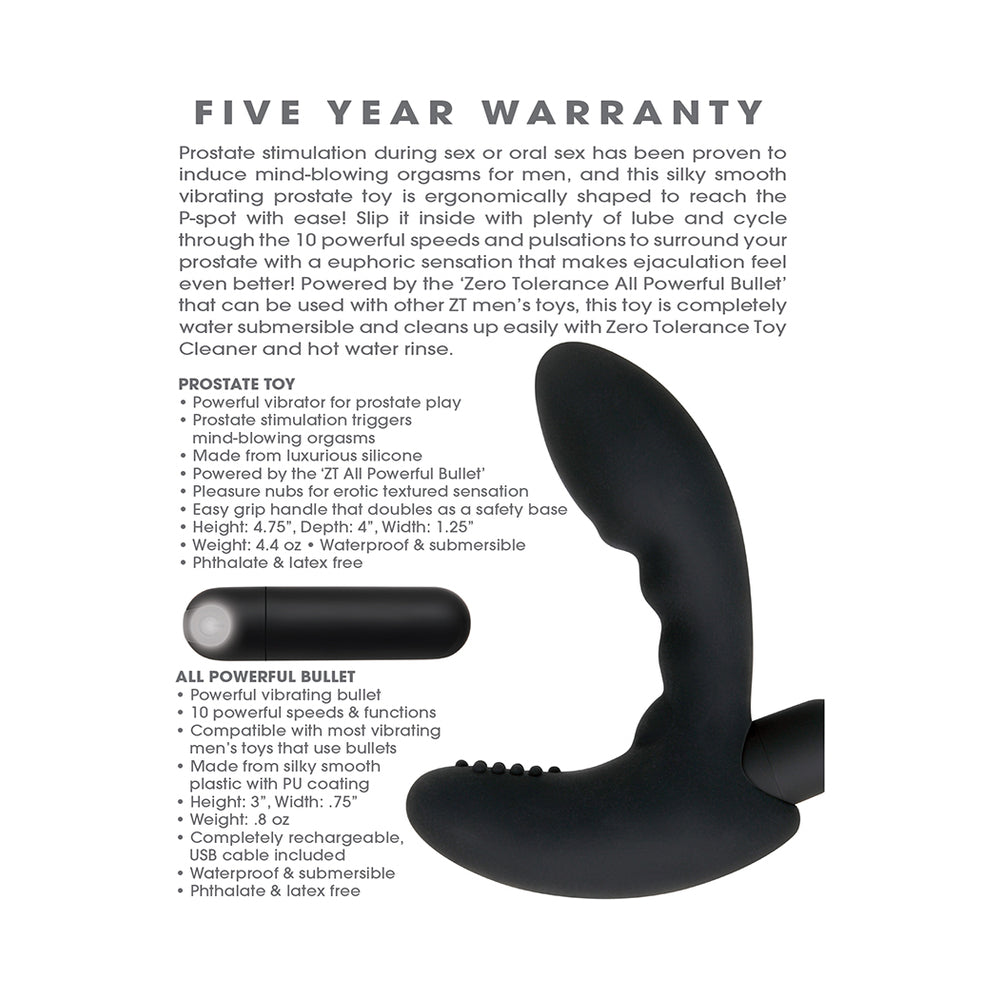 Zero Tolerance Eternal P-Spot Rechargeable Vibrating Prostate Massager Black 11