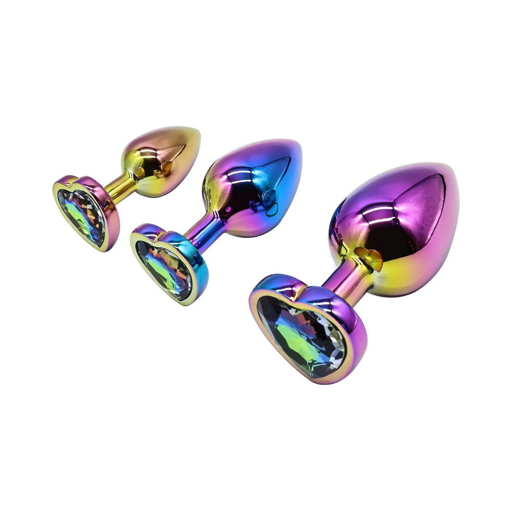 Adam & Eve Rainbow Heart Anal Plug Training Set4