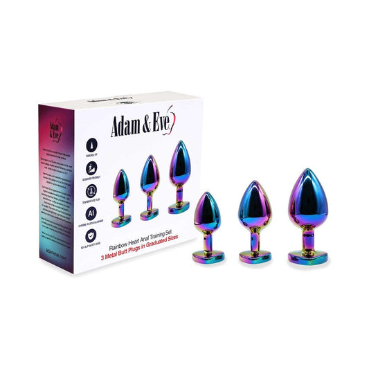 Adam & Eve Rainbow Heart Anal Plug Training Set 