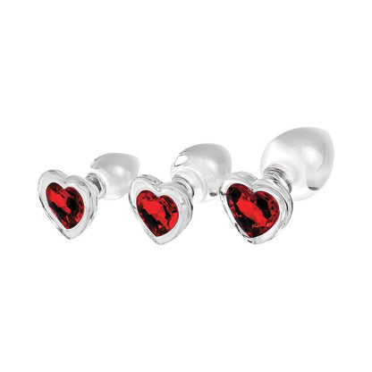 Adam & Eve Red Heart Gem Glass Plug Set2