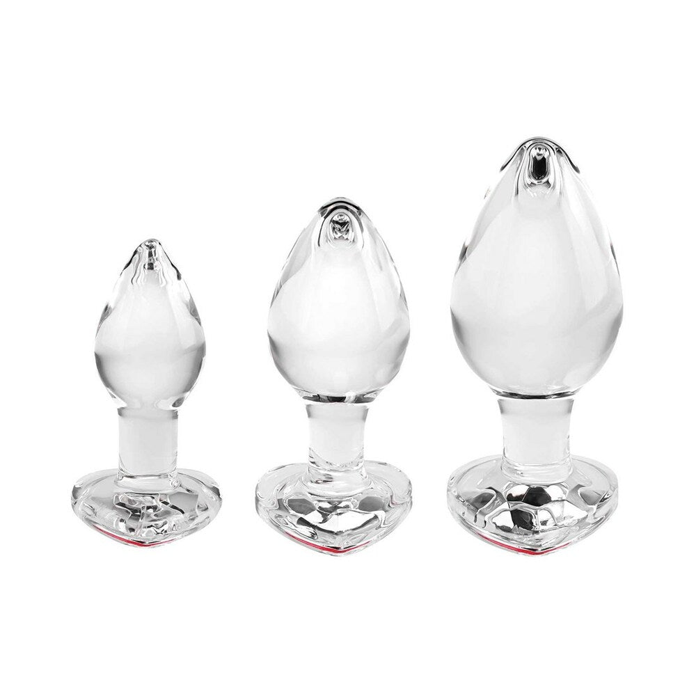 Adam & Eve Red Heart Gem Glass Plug Set4
