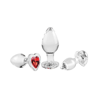 Adam & Eve Red Heart Gem Glass Plug Set5