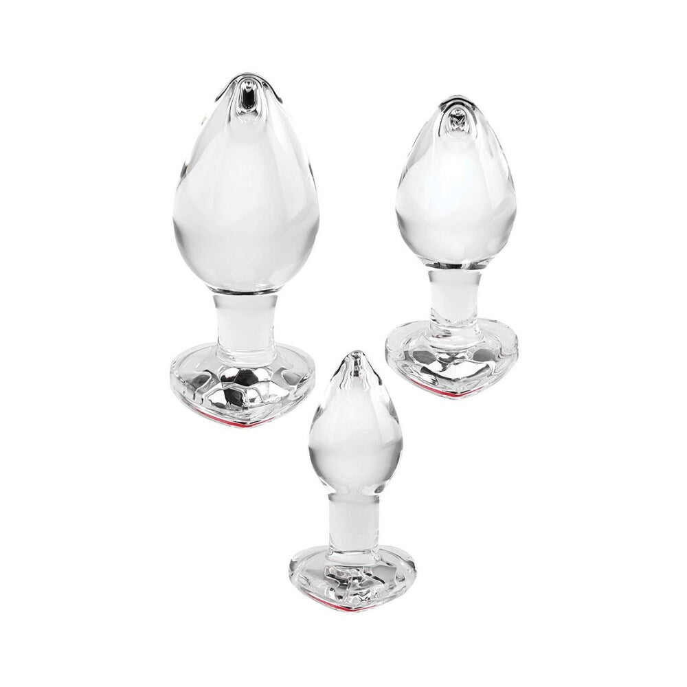 Adam & Eve Red Heart Gem Glass Plug Set6