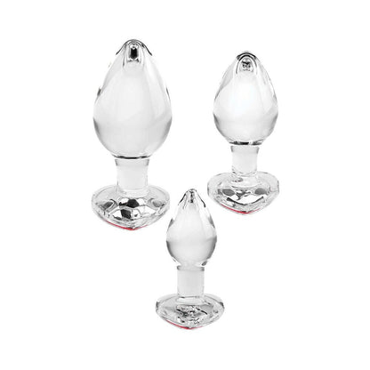 Adam & Eve Red Heart Gem Glass Plug Set6