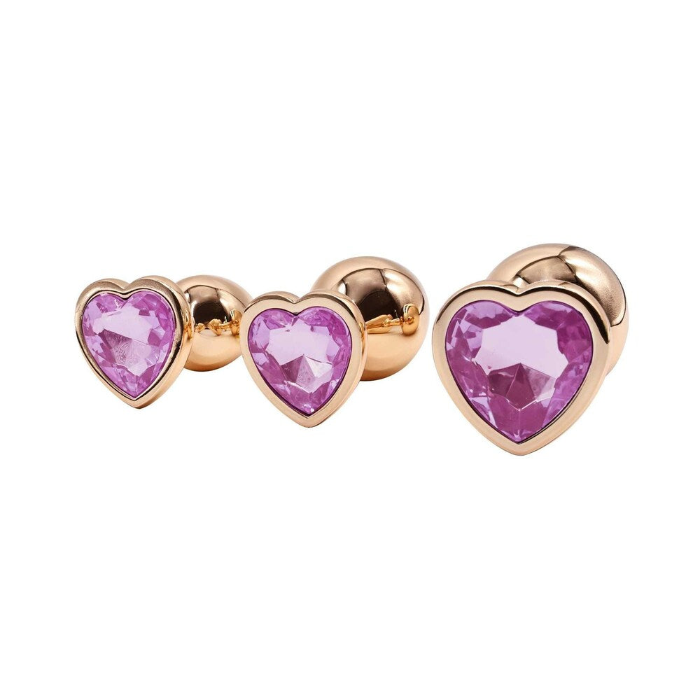 Adam & Eve Rose Gold Pink Heart Anal Plug Training Set3