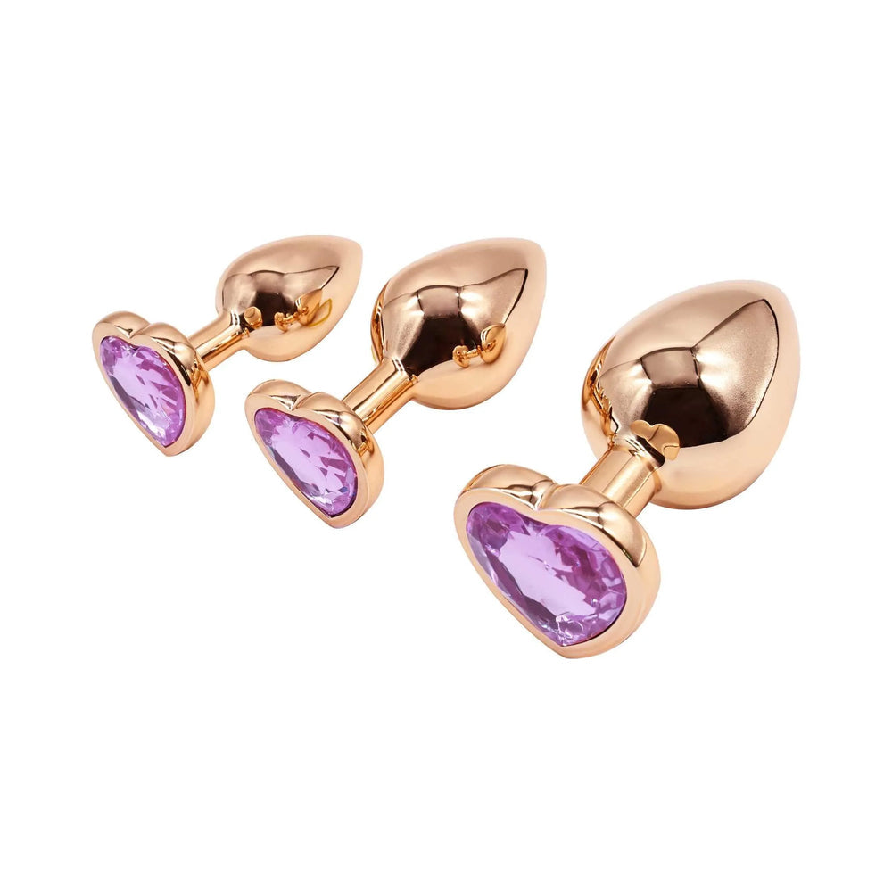 Adam & Eve Rose Gold Pink Heart Anal Plug Training Set4