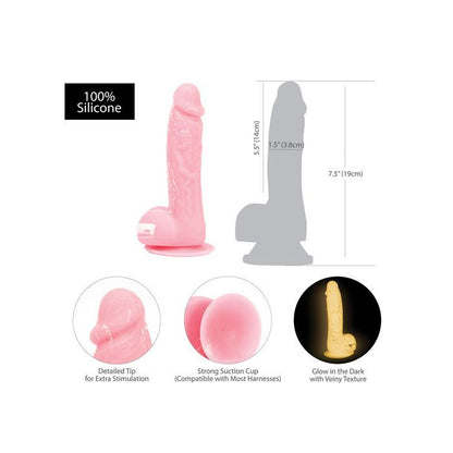 B.M.S. Enterprises Addiction Brandon 7.5" Glow in the Dark Dildo - Pink 3