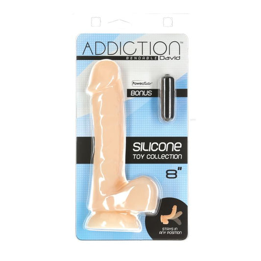 B.M.S. Enterprises Addiction David 8" Bendable Dong - Flesh 