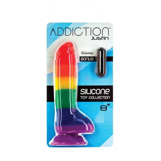 B.M.S. Enterprises Addiction Justin 8" Dildo - Rainbow 