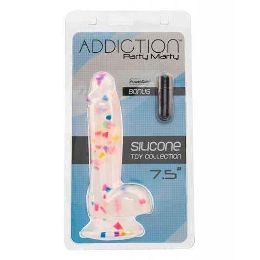 B.M.S. Enterprises Addiction Party Marty 7.5" Dildo - Frost/Confetti 