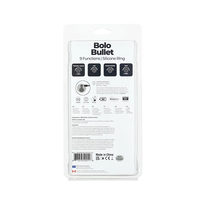 B.M.S. Enterprises Bolo Bullet Vibrating Adjustable Cock Tie - Black 1