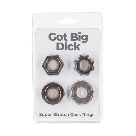B.M.S. Enterprises Got Big Dick 4 Pack Cock Rings - Black 