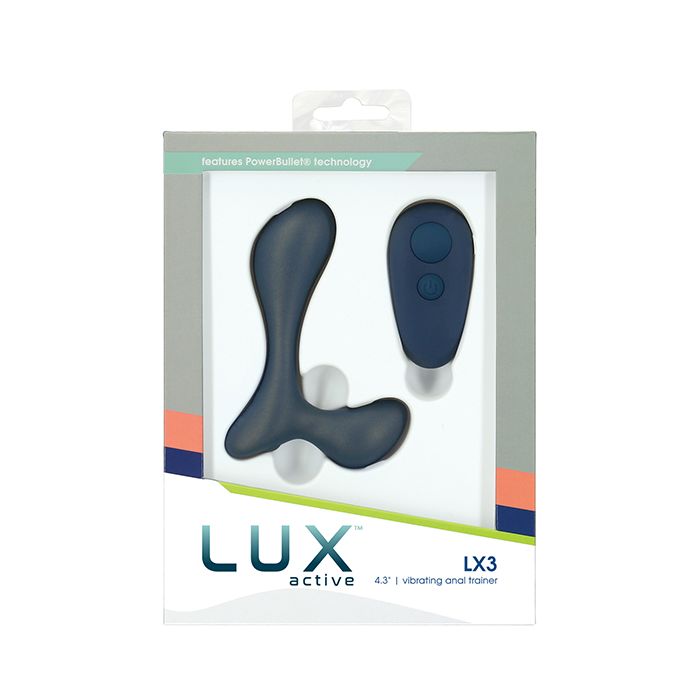 B.M.S. Enterprises Lux Active LX3 4.3" Vibrating Anal Trainer - Dark Blue 