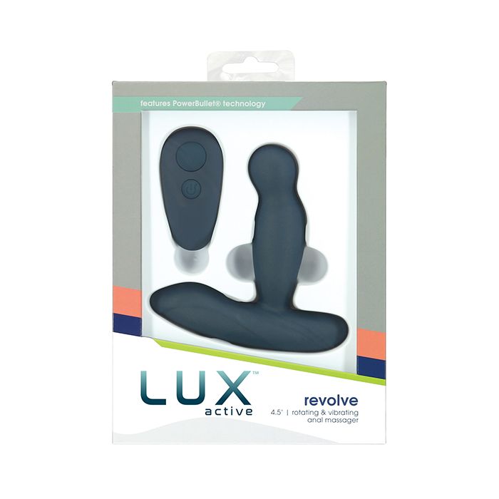 B.M.S. Enterprises Lux Active Revolve 4.5" Rotating & Vibrating Anal Massager - Dark Blue 