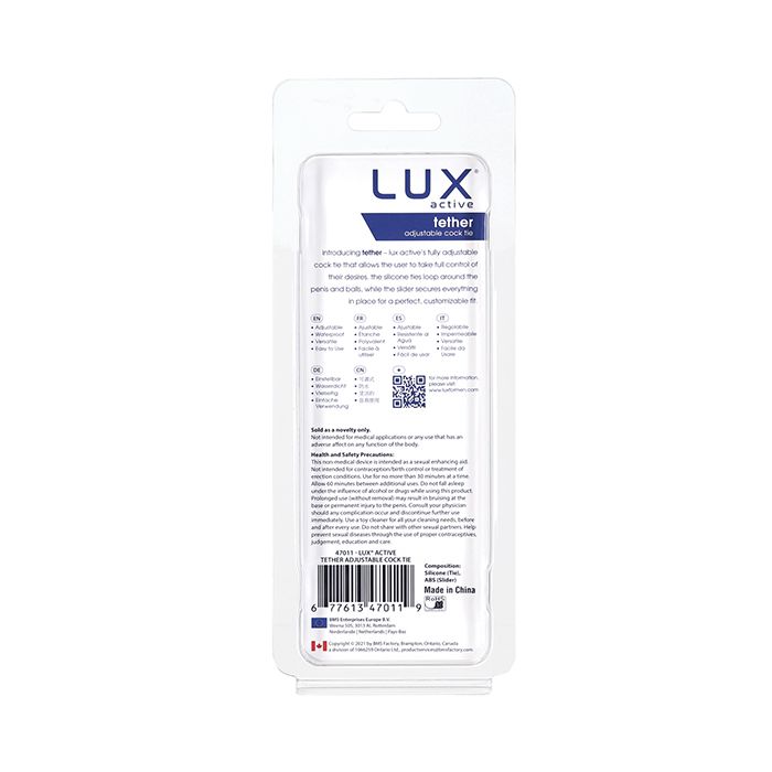 B.M.S. Enterprises Lux Active Tether Adjustable Cock Tie - Black 1