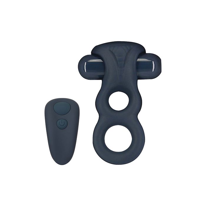 B.M.S. Enterprises Lux Active Triad 4.5" Vibrating Dual Ring w/Remote - Dark Blue 2