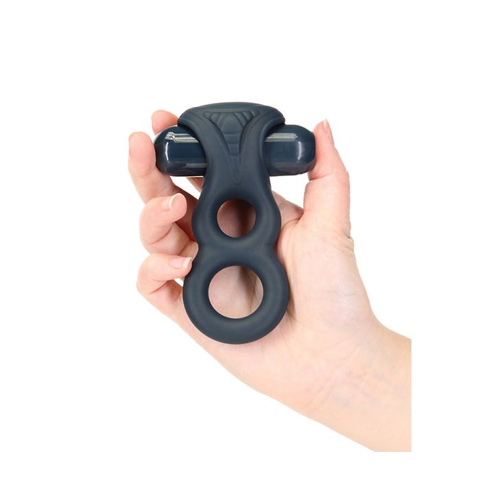 B.M.S. Enterprises Lux Active Triad 4.5" Vibrating Dual Ring w/Remote - Dark Blue 3