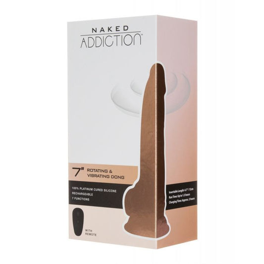 B.M.S. Enterprises Naked Addiction 7" Rotating & Vibrating Dong w/Remote - Flesh 1